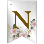 Welkom bruiloft Pink Floral Silver Elegant Vlaggetjes (Derde vlag)