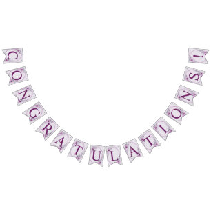 Welkom bruiloft Pink Floral Violet Paars Vlaggetjes