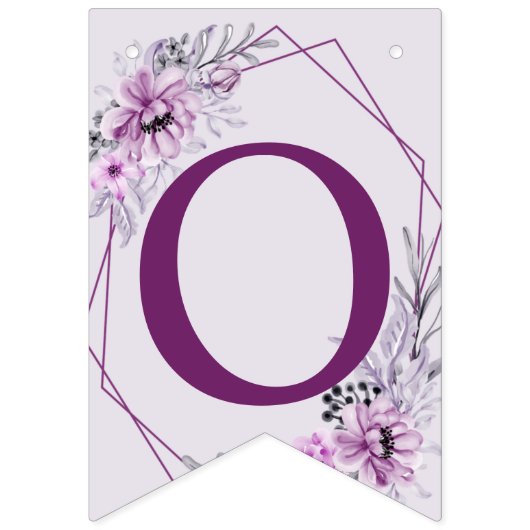 Welkom bruiloft Pink Floral Violet Paars Vlaggetjes (Tweede vlag)