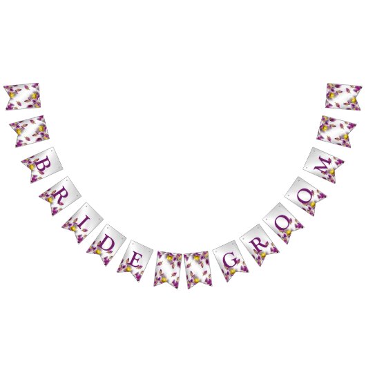 Welkom bruiloft Pink Paars Silver Elegant Vlaggetjes (Alle)