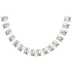 Welkom bruiloft Pink Red Floral Green Golden Vlaggetjes