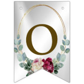 Welkom bruiloft Pink Red Floral Green Golden Vlaggetjes (Tweede vlag)