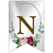 Welkom bruiloft Pink Red Floral Green Golden Vlaggetjes (Derde vlag)