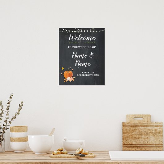 Welkom bruiloft Poster Pumpkin Sign Chalk Harvest (Keuken)