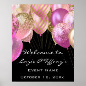 Welkom bruiloft Poster Roze gouden ballon vip (Voorkant)