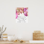 Welkom Bruiloft Poster Roze Gouden Ballons Wit (Keuken)