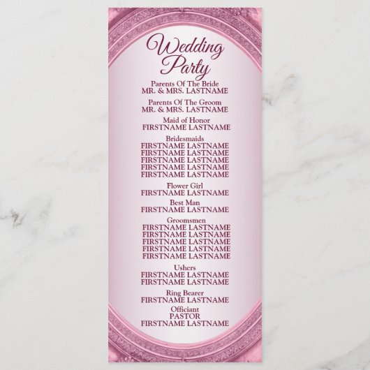 Welkom bruiloft Roos Blush Pink Lijst Modern Programmakaart (Achterkant)