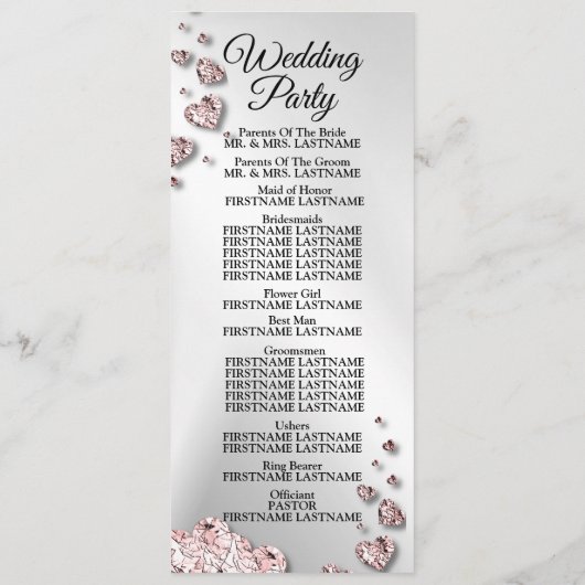 Welkom Bruiloft Roze Perzik Glanzende Geometrische Programmakaart (Achterkant)