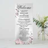 Welkom Bruiloft Roze Perzik Glanzende Geometrische Programmakaart (Staand voorkant)