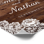 Welkom bruiloft Sign Rustic Wood  Lace Poster (Hoek)