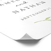 Welkom bruiloft Sign Waterverf Green Leaf Poster (Hoek)