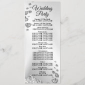 Welkom bruiloft Silver Hearts Grey Elegant Rustic Programmakaart (Achterkant)