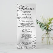 Welkom bruiloft Silver Hearts Grey Elegant Rustic Programmakaart (Staand voorkant)