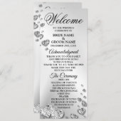 Welkom bruiloft Silver Hearts Grey Elegant Rustic Programmakaart (Voorkant / Achterkant)