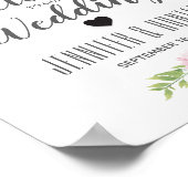 Welkom bruiloft Teken Roze Pony Waterverf Flower Poster (Hoek)