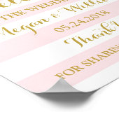 Welkom bruiloft Teken Roze Stripes Gold Confetti Poster (Hoek)