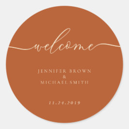 Welkom bruiloft Terracotta Ronde Sticker