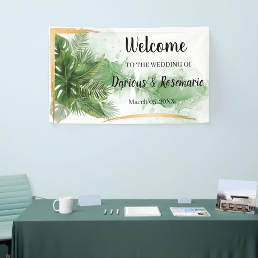 Welkom bruiloft Tropische Palm Banner (Beurs)