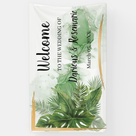 Welkom bruiloft Tropische Palm Banner (Verticaal)
