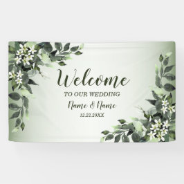 Welkom bruiloft van Greenery Floral Leaves Spandoek