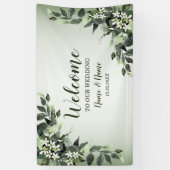 Welkom bruiloft van Greenery Floral Leaves Spandoek (Verticaal)