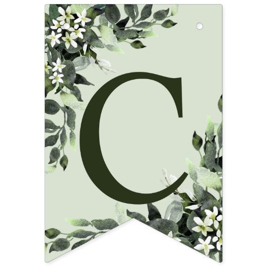 Welkom bruiloft van Greenery Floral Leaves Vlaggetjes (Eerste vlag)