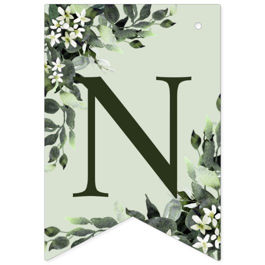 Welkom bruiloft van Greenery Floral Leaves Vlaggetjes (Derde vlag)