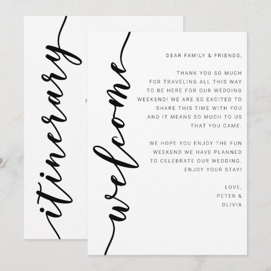 Welkom bruiloft Wekend reisroute-Kaarten (Voorkant / Achterkant)