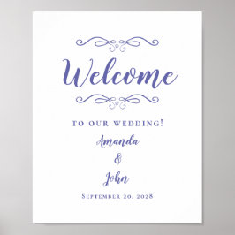 Welkom Bruiloften Elegante Calligrafie Periwinkle Poster