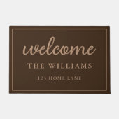 Welkom Bruin Familienaam Gepersonaliseerd Deurmat (Voorkant)