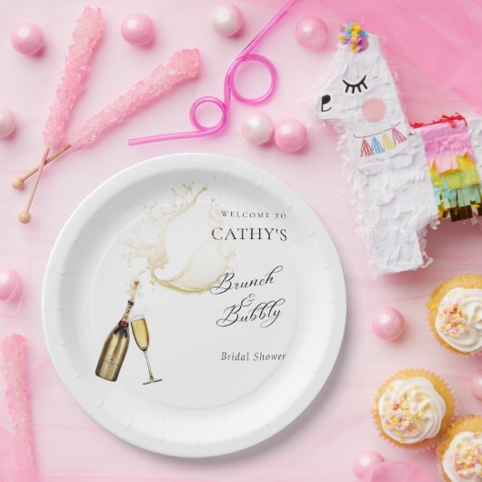Welkom Brunch en Bubbly Vrijgezellenfeest 9" Rond Papieren Bordje (Feest)