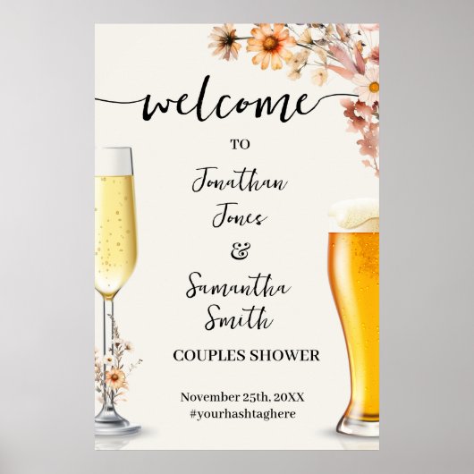 Welkom Bubbles & Brews Herfst Wilde Bloemen Douche Poster (Voorkant)