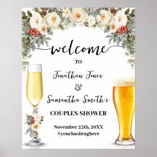 Welkom Bubbles & Brews Winter Couples Bruiloftfees Poster