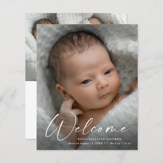 Welkom budgetscript Baby Foto bedankt (Voorkant / Achterkant)