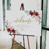 Welkom Bugundy Floral Poster