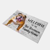 Welkom Bulldog Pet Dog Animal Familienaam Home Deurmat (Schuin)