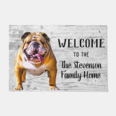 Welkom Bulldog Pet Dog Animal Familienaam Home Deurmat (Voorkant)