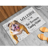Welkom Bulldog Pet Dog Animal Familienaam Home Deurmat