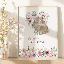 Welkom Bunny Floral Love Heart Poster