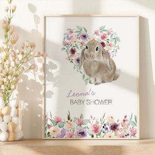 Welkom Bunny Floral Love Heart Poster