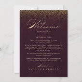 Welkom Burgundy Gold Glitter Wedding (Voorkant)