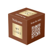 Welkom business logo QR code bruin menu tafel Kubus (Achter hoekig)