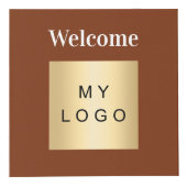 Welkom business logo QR code bruin menu tafel Kubus (Voorkant)
