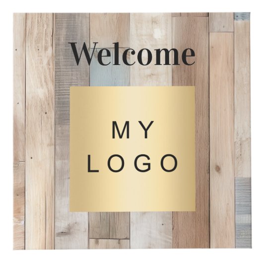 Welkom business logo QR code driftwood menu tabel Kubus (Voorkant)