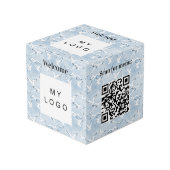 Welkom business logo QR code menu aan zee tafel Kubus (Voorkant hoekig)