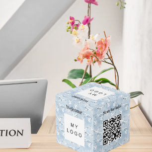 Welkom business logo QR code menu aan zee tafel Kubus