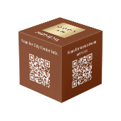 Welkom business logo QR codes bruin info tafel Kubus (Achter hoekig)