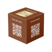 Welkom business logo QR codes bruin info tafel Kubus (Voorkant hoekig)