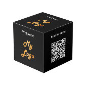 Welkom business logo QR codes info menu tafel Kubus (Voorkant hoekig)