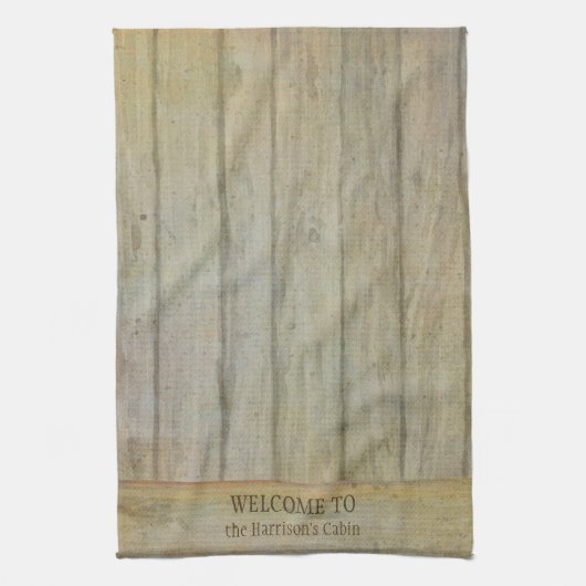 Welkom Cabin op maat gepersonaliseerd bergmeer Theedoek (Verticaal)